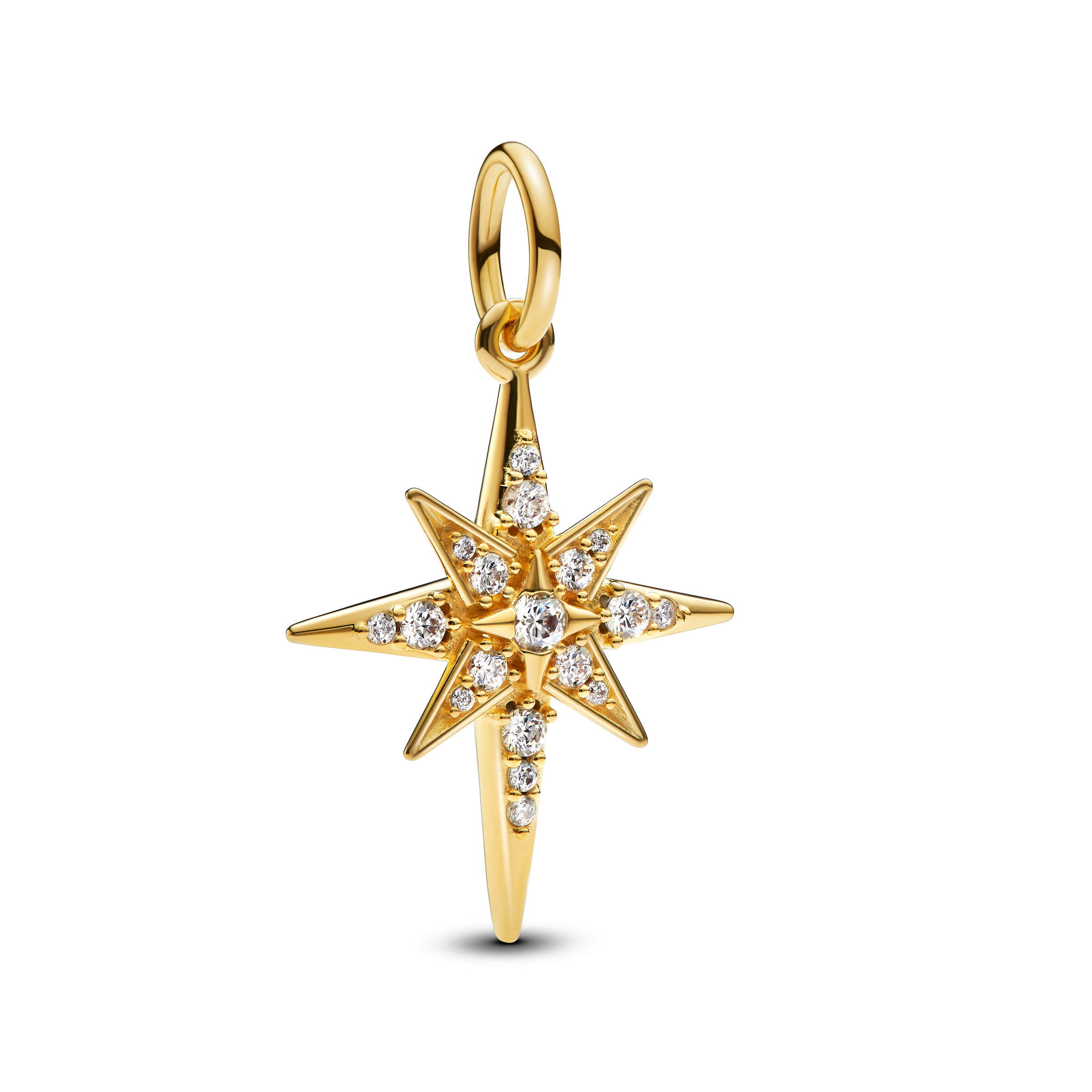 Star 14k gold-plated dangle with clear cubic zirco