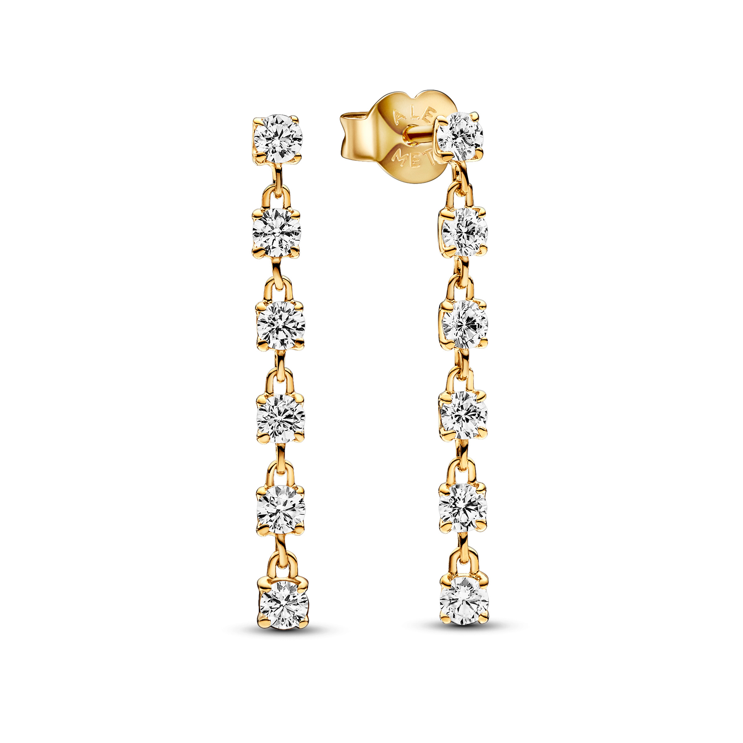 14k Gold-plated drop earrings with clear cubic zir