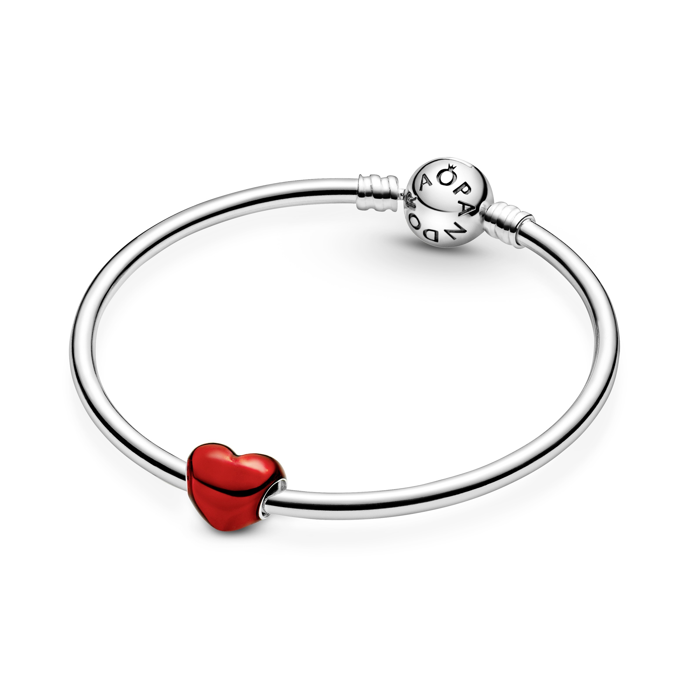 Heart sterling silver charm with red enamel /799291C02