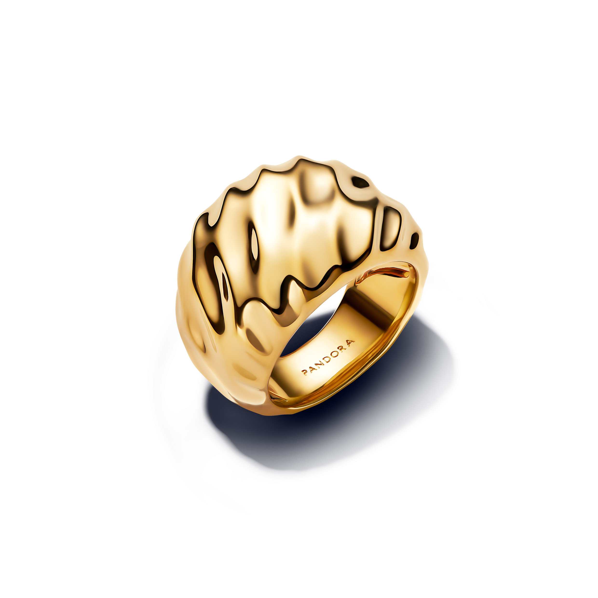 Rippled 14k gold-plated ring