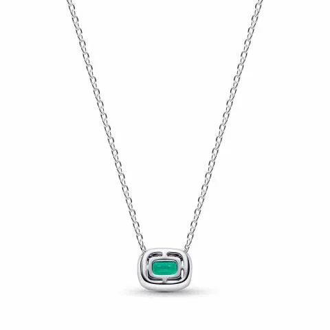 Sterling silver collier with royal green crystal and clear cubic zirconia / 394503C01-45