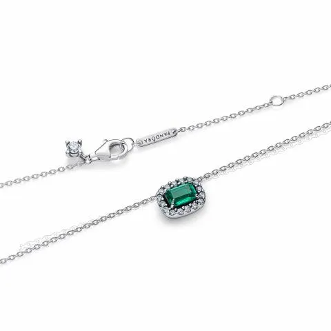 Sterling silver collier with royal green crystal and clear cubic zirconia / 394503C01-45