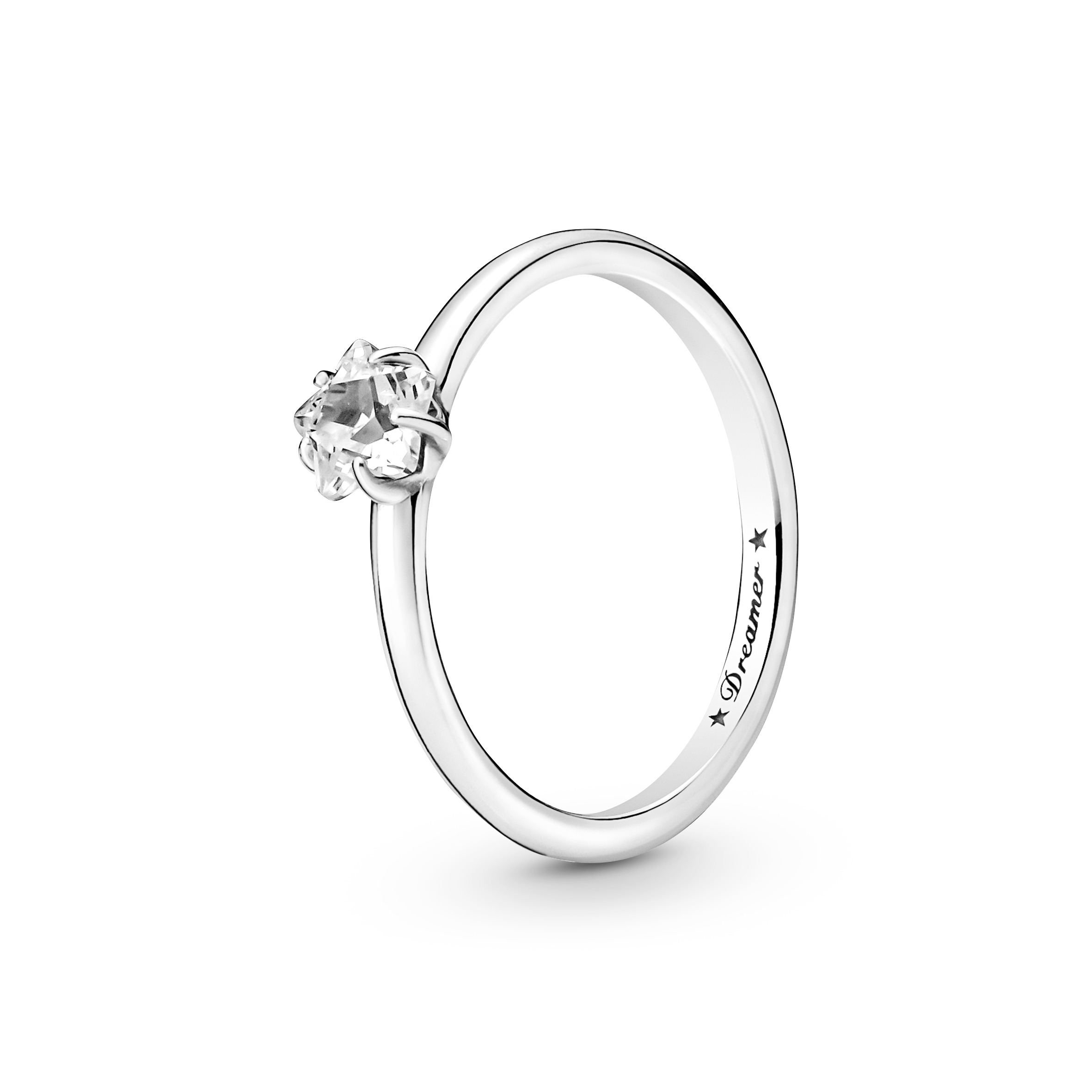 Star sterling silver ring with  clear cubic zircon