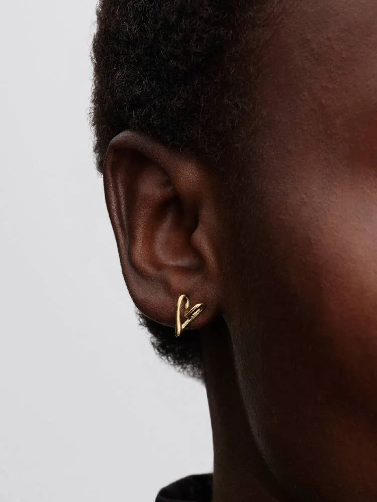 Heart 14k gold-plated stud earrings