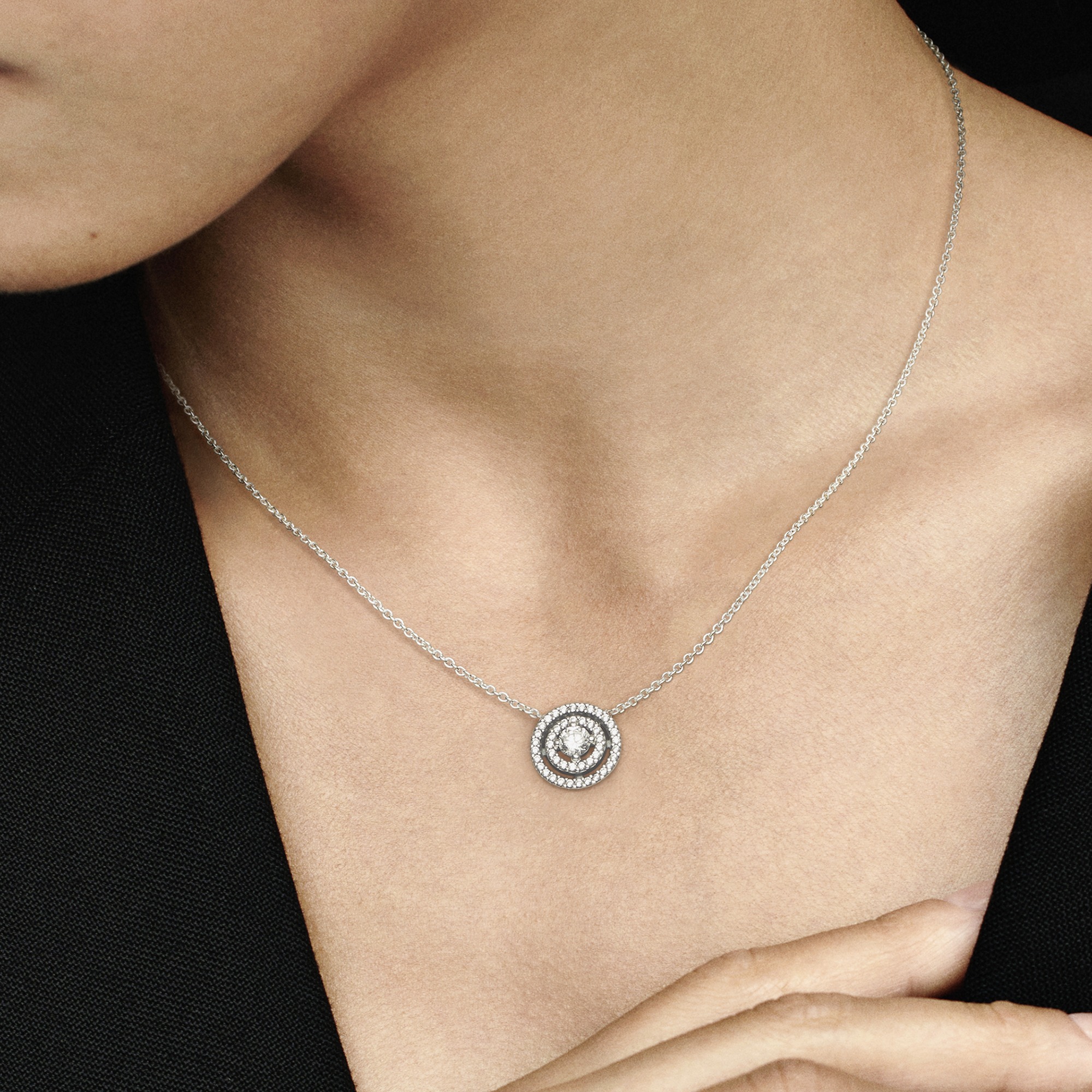 Sterling silver collier with clear cubic zirconia