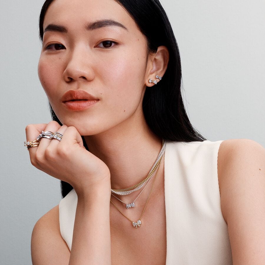 Bow sterling silver collier with clear cubic zirconia/ 393509C01-45