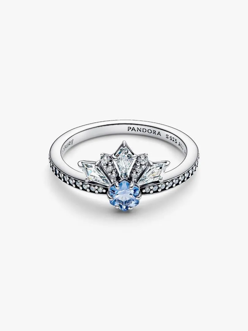 Disney Frozen Elsa sterling silver ring with water blue crystal and clear cubic zirconia/194134C01-56