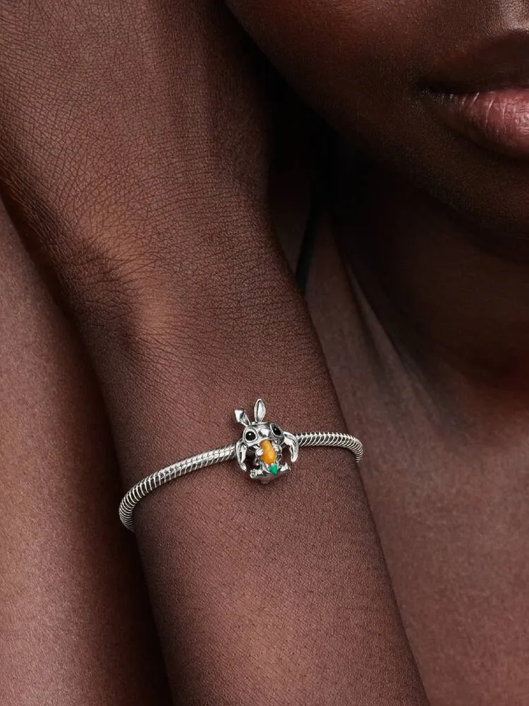 Disney Stitch sterling silver charm with orange imitation quartz, black and green enamel/ 794498C01