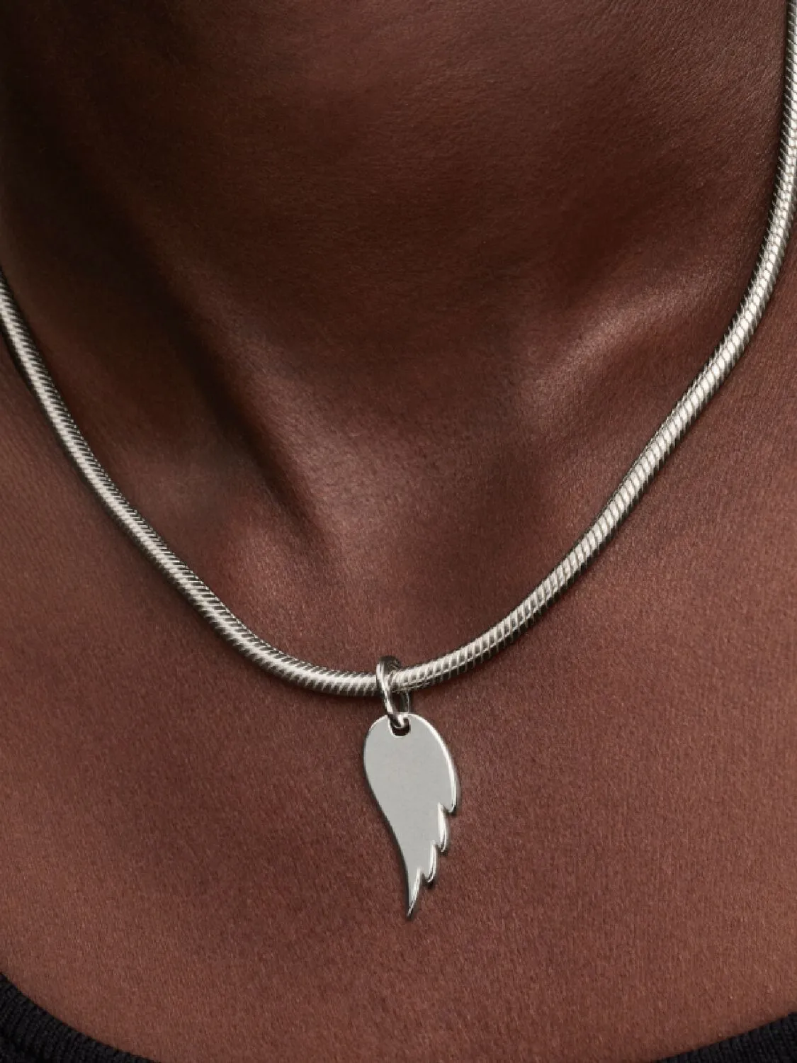 Engravable angel wing sterling silver pendant