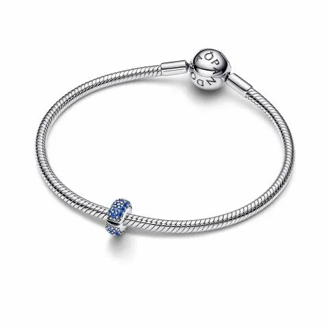 Sterling silver clip with royal blue crystal and silicone grip/ 794700C01