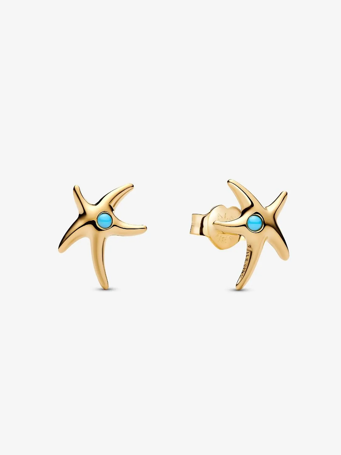 Starfish 14k gold-plated stud earrings with capri blue crystal/ 263820C01