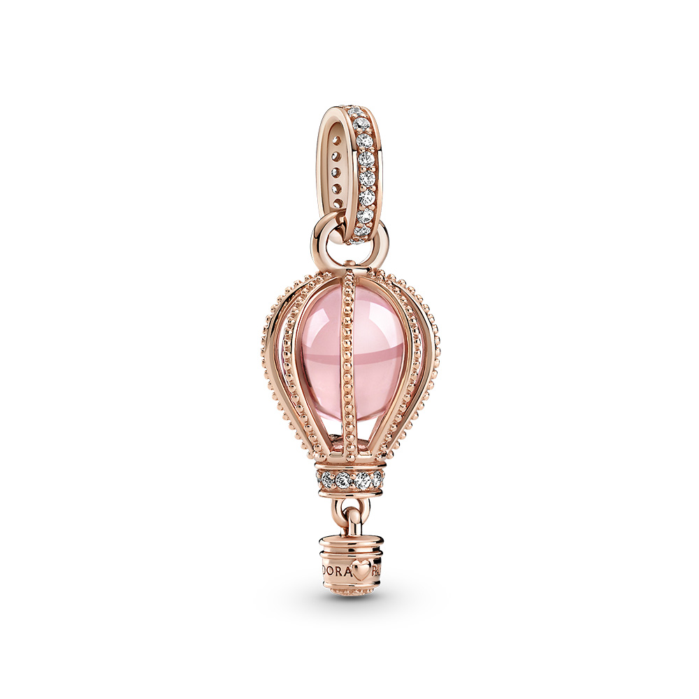 Hot air ballon 14k rose gold-plated dangle with fa