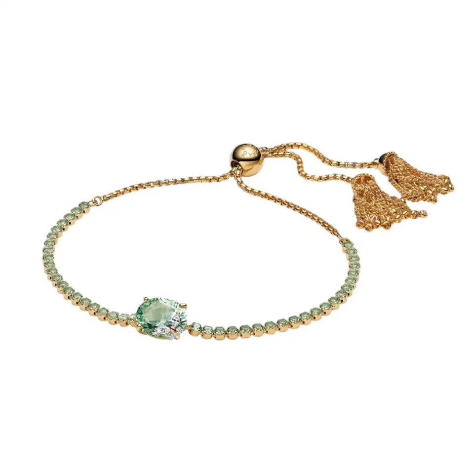 Butterfly 14k gold-plated slider tennis bracelet w