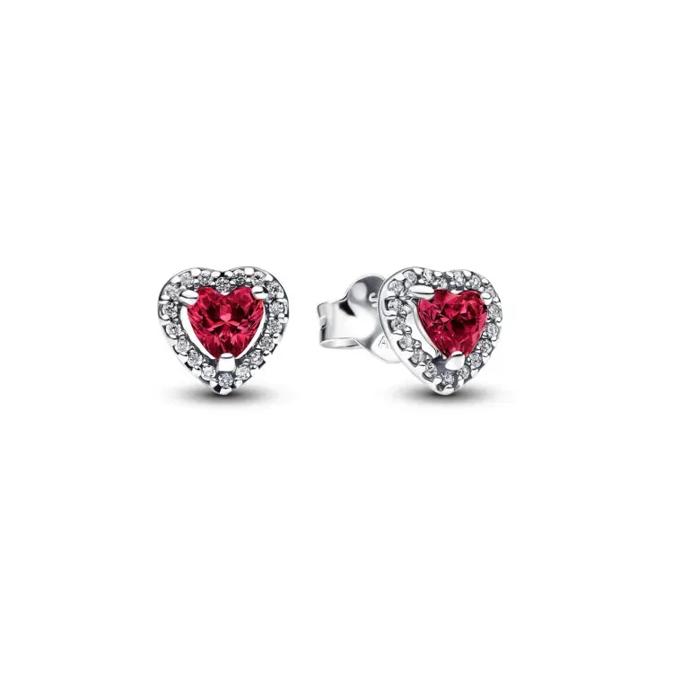 Heart sterling silver stud earrings with cherries 