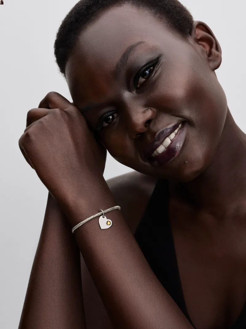 Engravable heart sterling silver dangle with honey