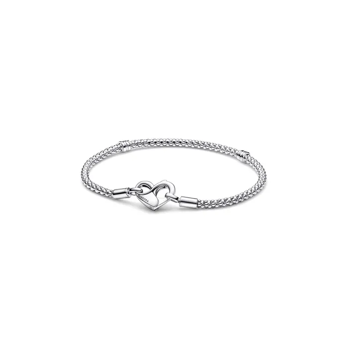 Studded chain sterling silver bracelet with heart 
