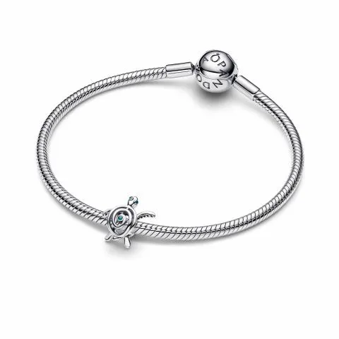 Openwork turtle sterling silver charm with turquoise enamel/ 794697C01