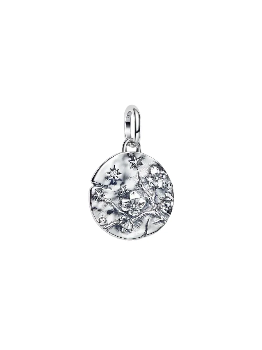 Cherry blossom sterling silver medallion with clea
