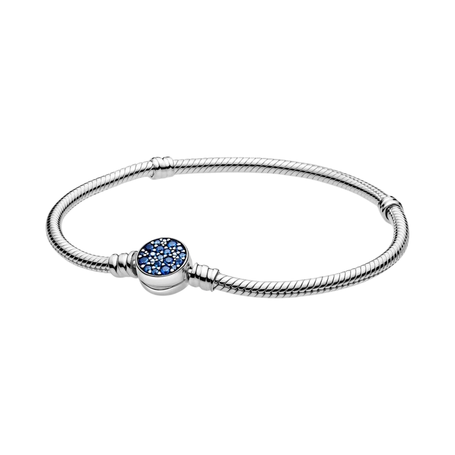 Snake chain sterling silver bracelet with disc cla
