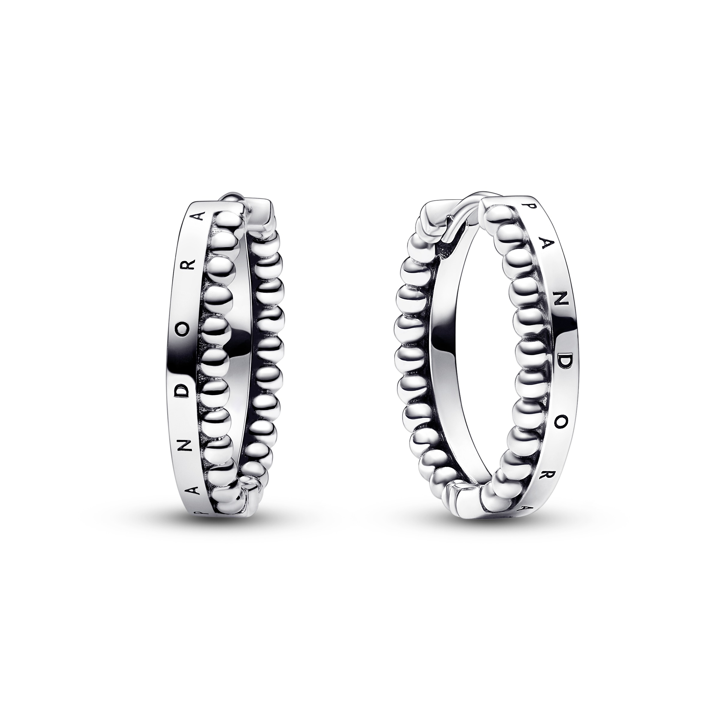 Pandora logo sterling silver hoop earRing