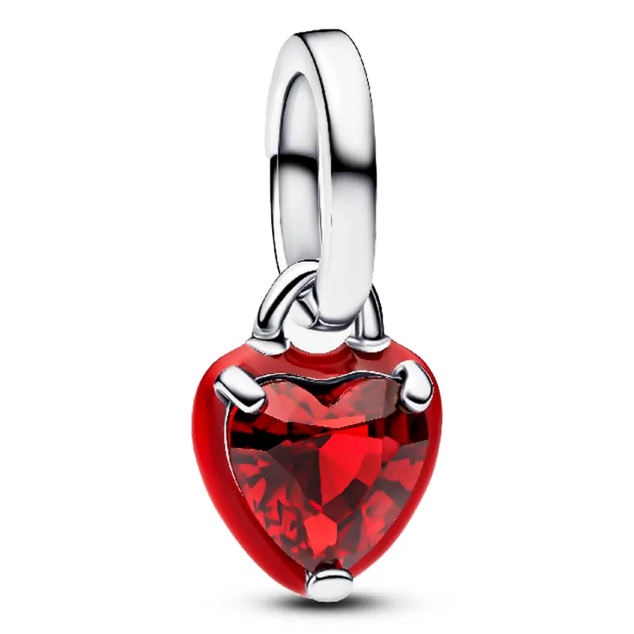 Heart sterling silver mini dangle with salsa red c