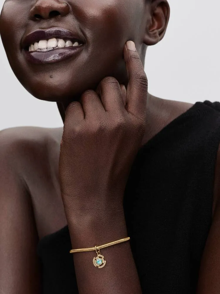 Marvel Iron Man 14k gold-plated dangle with clear 