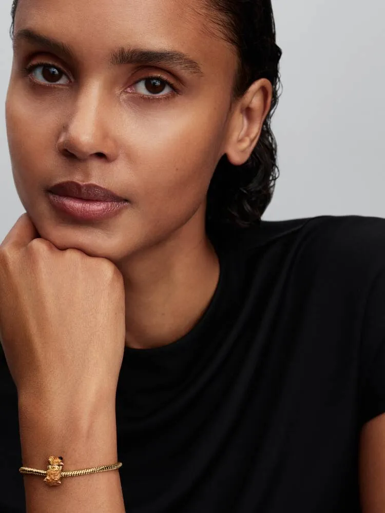 Disney Dug 14k gold-plated charm with salsa red crystal, black and pink enamel / 764472C01