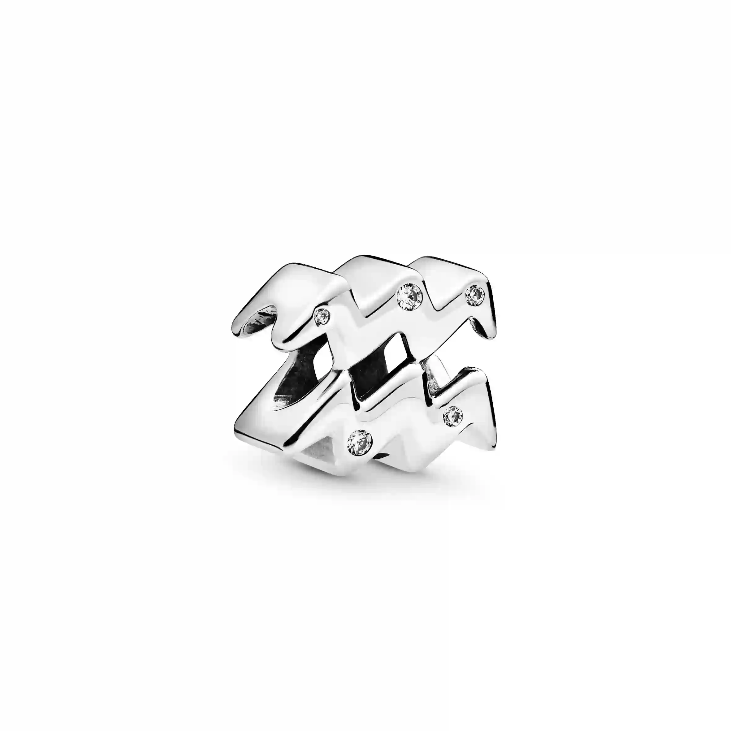 Aquarius sterling silver charm with clear cubic zi
