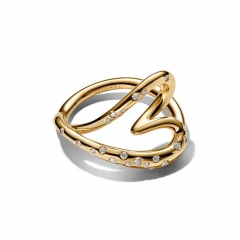 Heart 14k gold-plated ring with clear cubic zirconia/ 164675C01-52