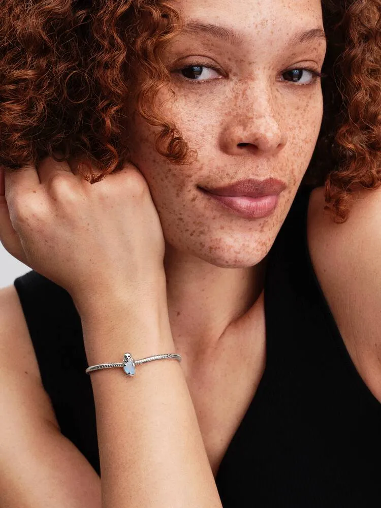 Seal sterling silver charm with black crystal, black enamel and moonstone iridescent glass/794146C01