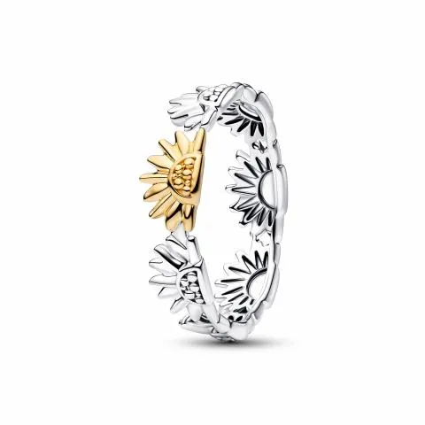 Sunflower sterling silver and 14k gold-plated ring