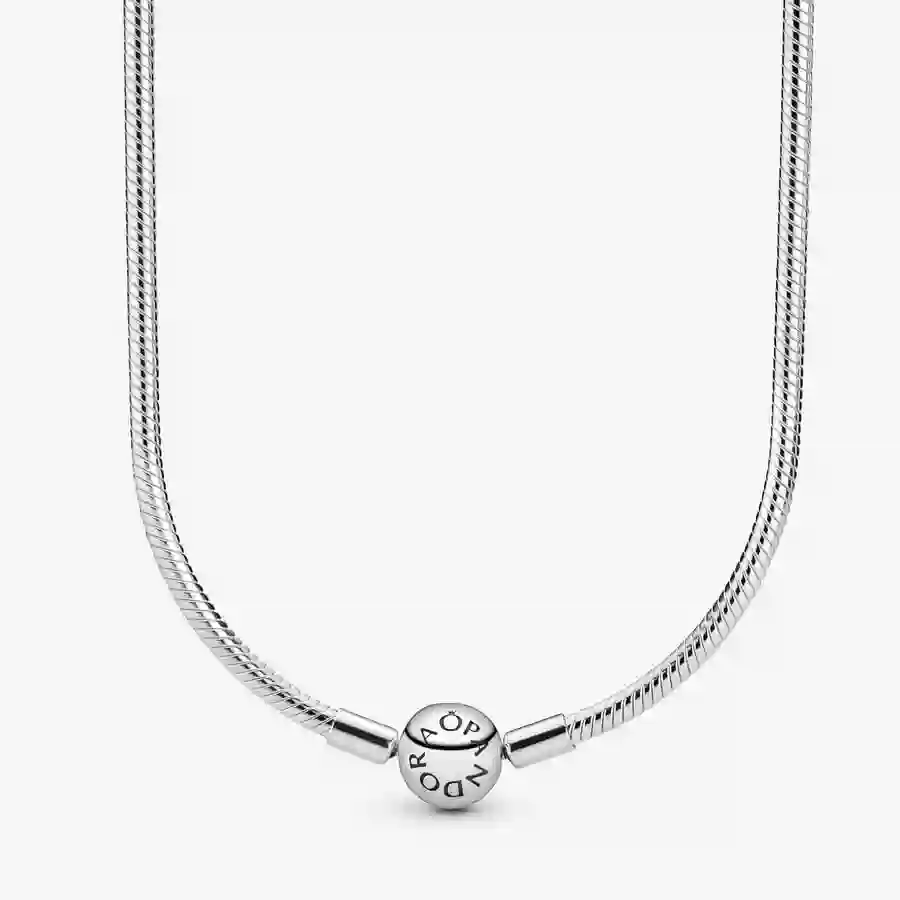 Silver necklace with round clasp/ 590742HV-45