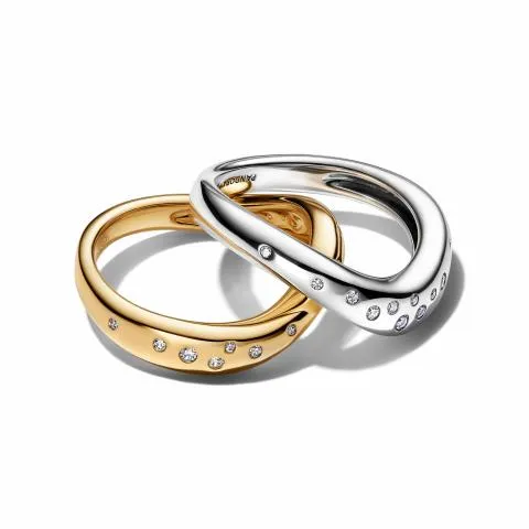Sterling silver and 14k gold-plated splittable ring with clear cubic zirconia/ 164674C01-58
