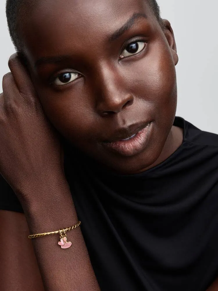 Mother and daughter 14k gold-plated splittable dangle with pink bioresin mother of pearl / 763766C01