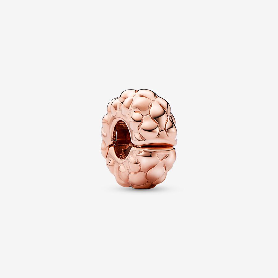 Studded pattern 14k rose gold-plated clip with silicone grip