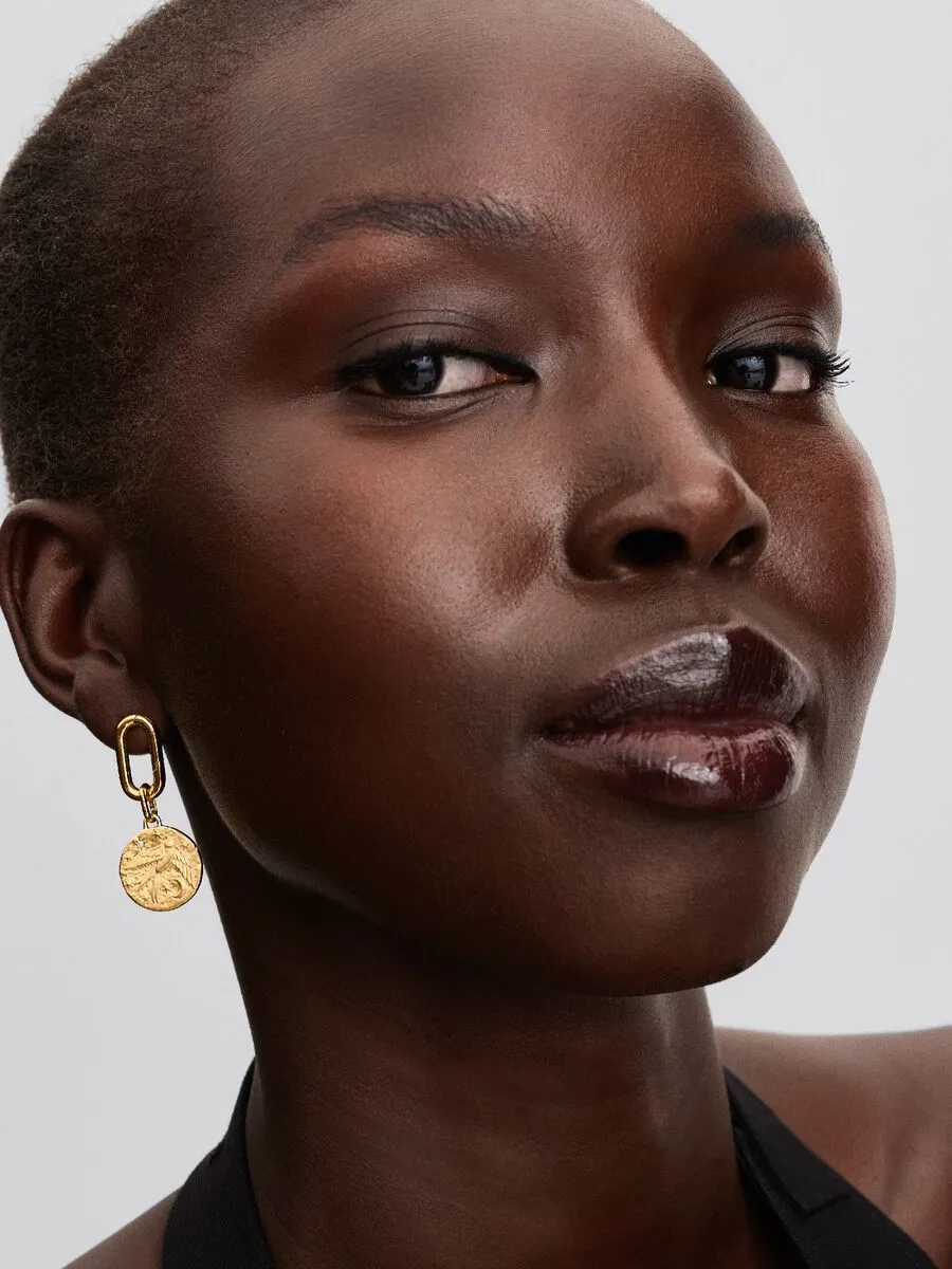 Swallow 14k gold-plated medallion with clear cubic zirconia / 764082C01