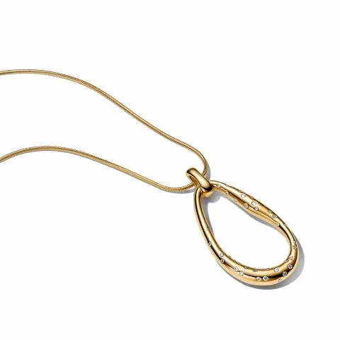 14k gold-plated pendant necklace with clear cubic 