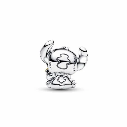 Disney Stitch sterling silver charm with green Murano glass, black, pink and yellow enamel / 794554C01