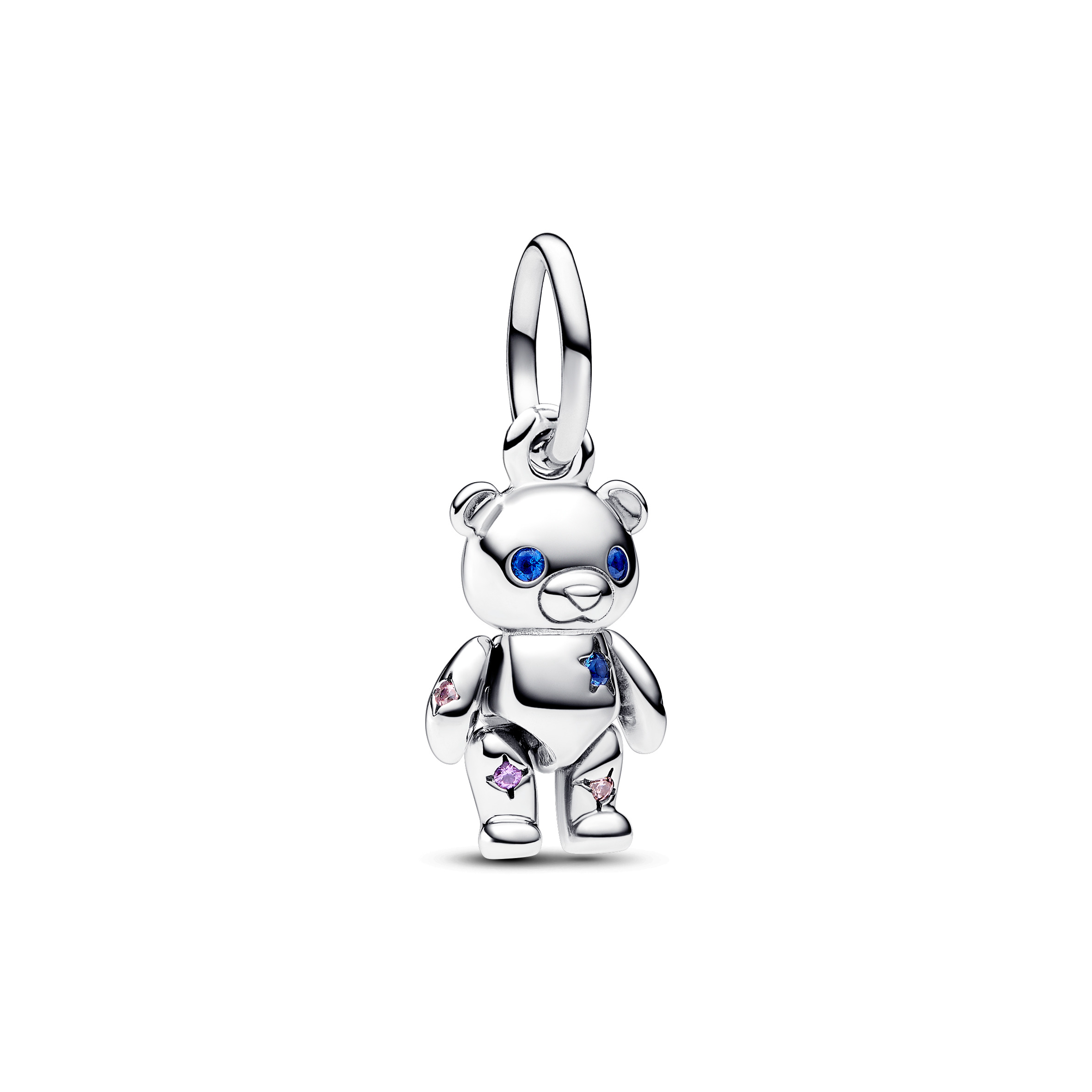 Teddy bear sterling silver dangle with fancy fairy
