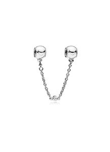 Hearts silver safety chain with clear cubic zirconia/ 796457CZ-05