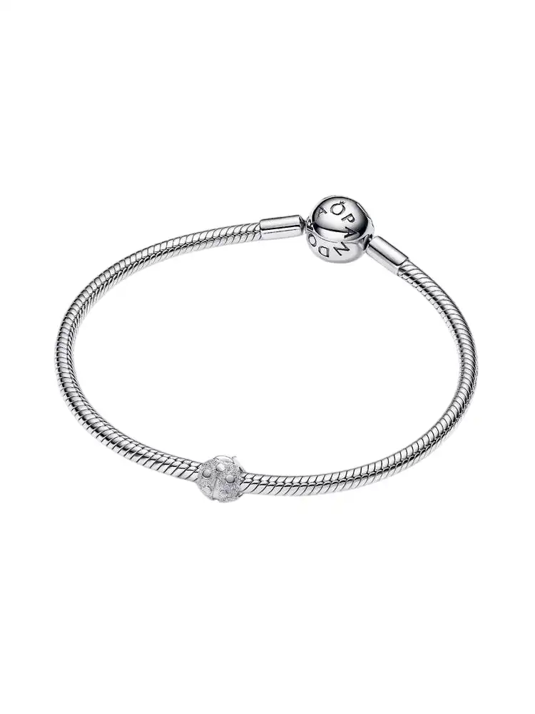 Textured ladybird sterling silver mini charm/ 794527C00