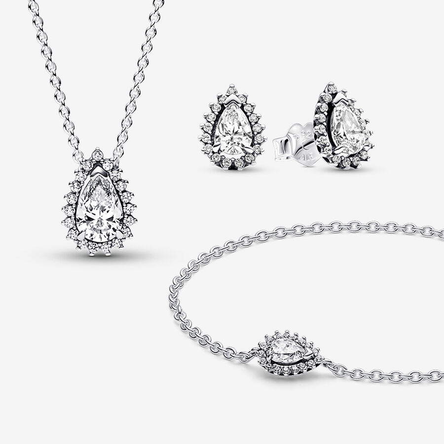 Sparkling Pear Halo Jewelry Set 2
