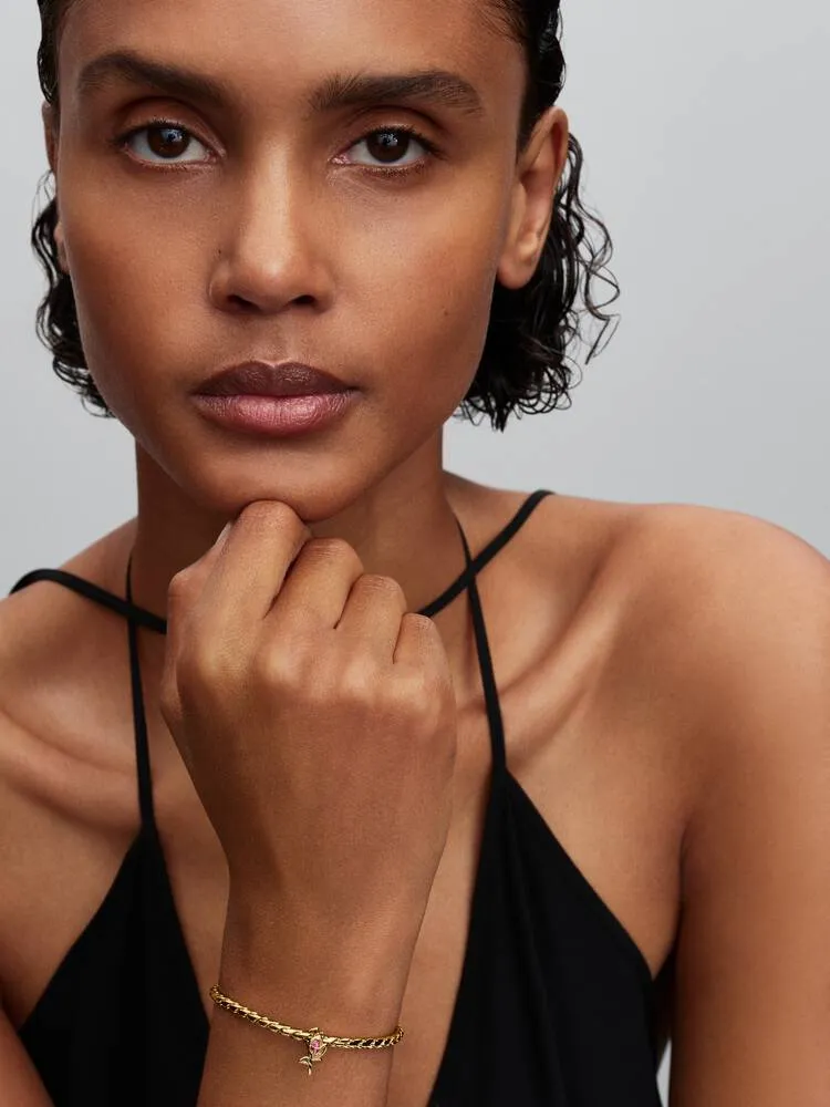 Tulip 14k gold-plated charm with fancy pink cubic zirconia / 764555C01