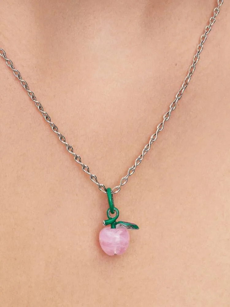 Apple sterling silver dangle with clear cubic zirc