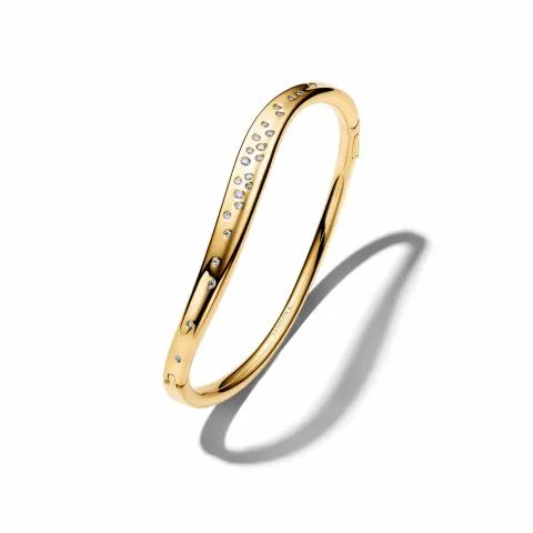 14k gold-plated bangle with clear cubic zirconia