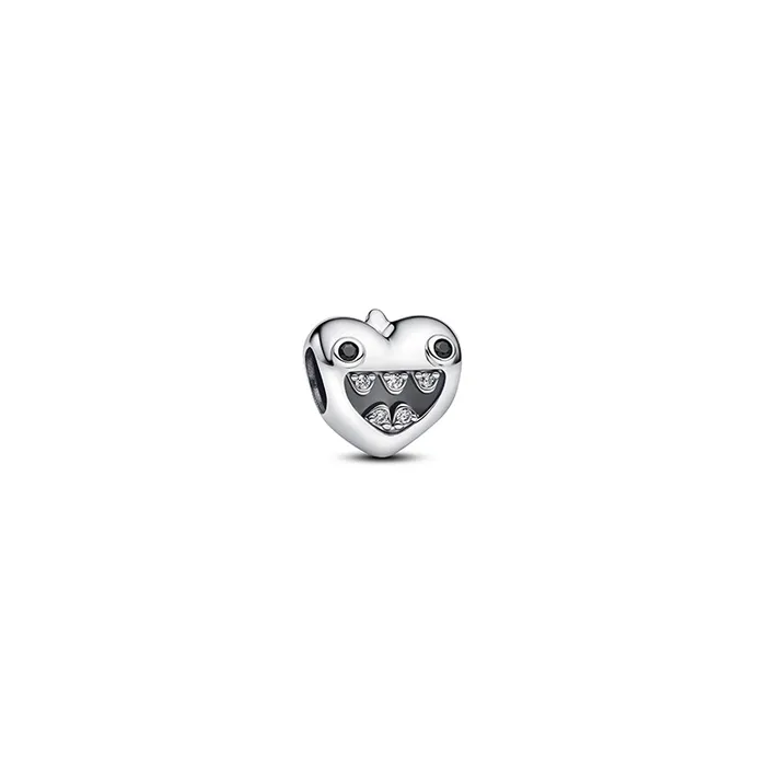 Mum of monsters heart sterling silver charm with b