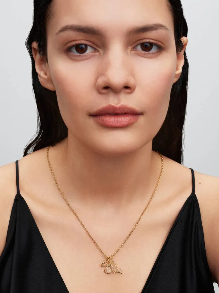 Butterfly 14k gold-plated charm with clear cubic zirconia and clear UV resin / 764487C01