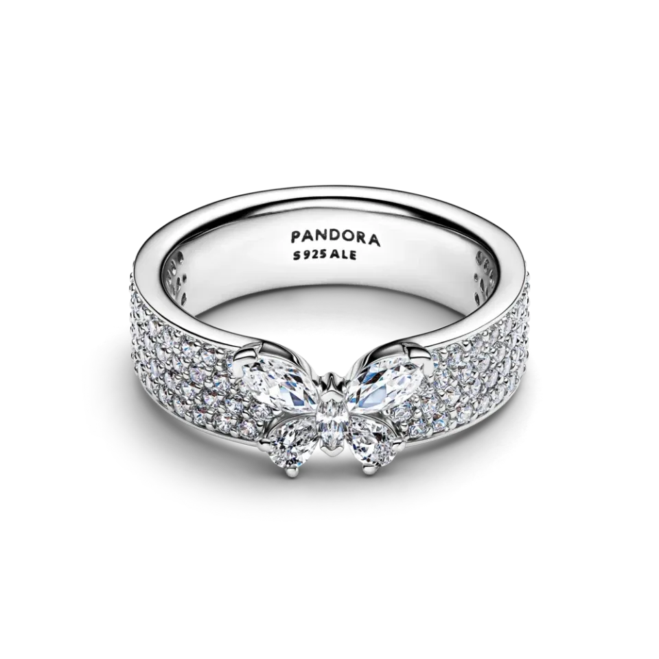 Butterfly sterling silver ring with clear cubic zirconia/194270C01-58