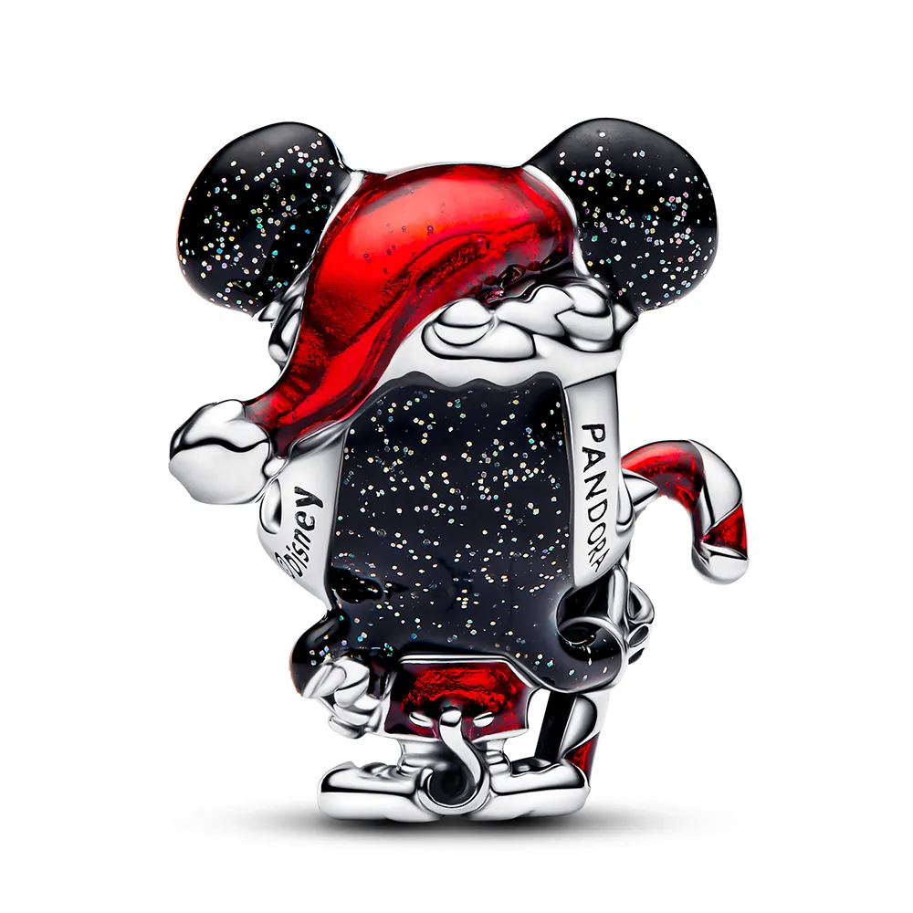 Disney Mickey Mouse sterling silver charm with glittery black and red enamel/794217C01