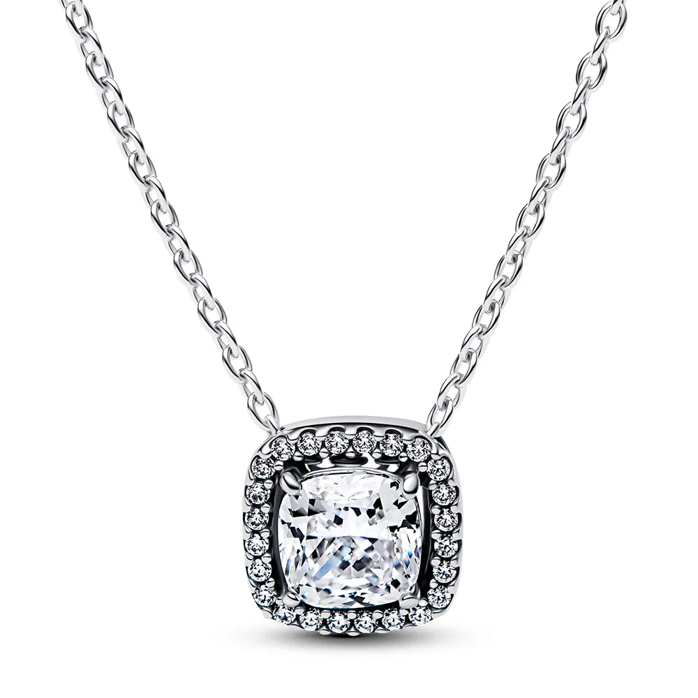 Sterling silver collier with clear cubic zirconia
